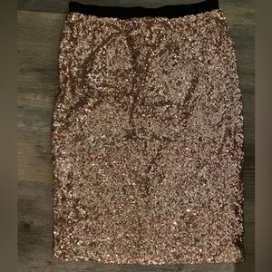 The Limited Rose Gold Sequin Pencil Skirt